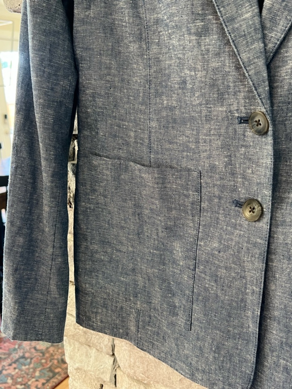 Draper James Chambray Blue Two-Button Linen-Blend Blazer - Picture 2 of 5